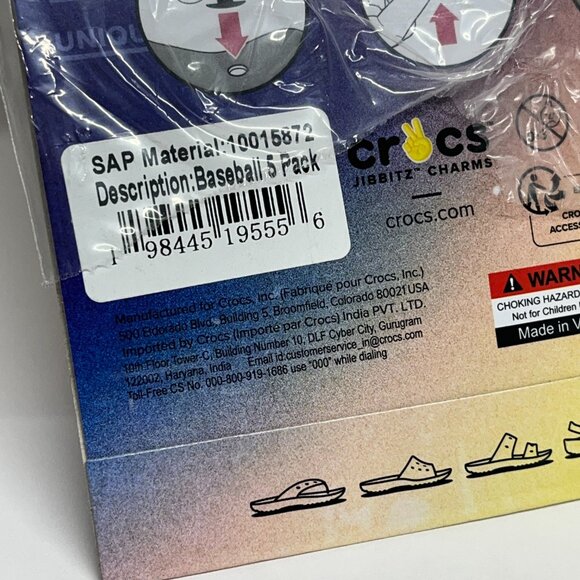 NEW CROCS Jibbitz Charms 5 Pack Baseball Sports Trophy Ball Glove Jersey Cards - Picture 5 of 5